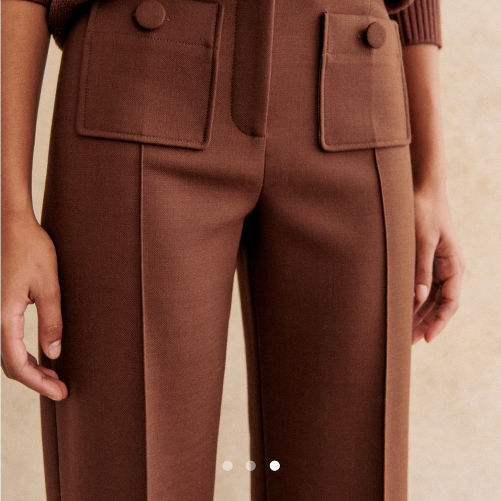 Sezane Chocolate Buttoned Trousers